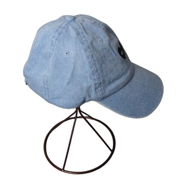 PacSun Women's Blue denim adjustable hat winking heart face One size - Picture 3 of 7